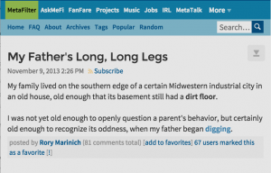 My Father's Long Long Legs on MetaFilter